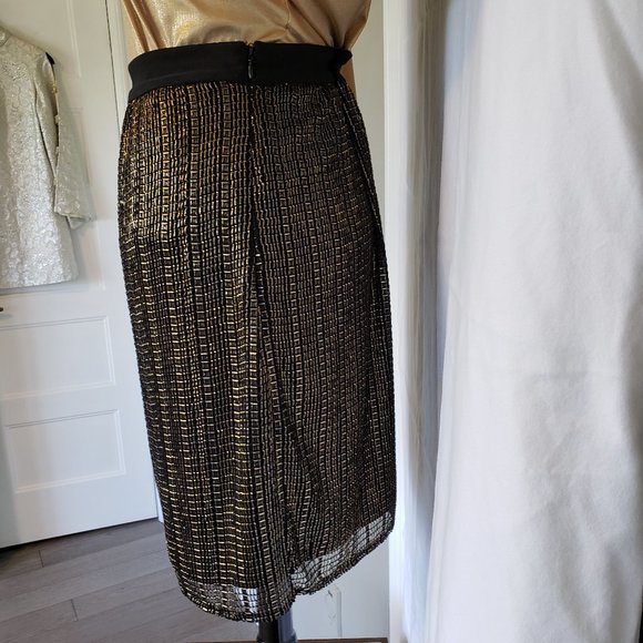 NWT H by Halston black and gold skirt - Picture 5 of 10